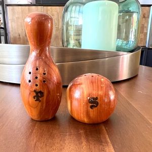 Vintage Wood Bowling Salt & Pepper Shakers
